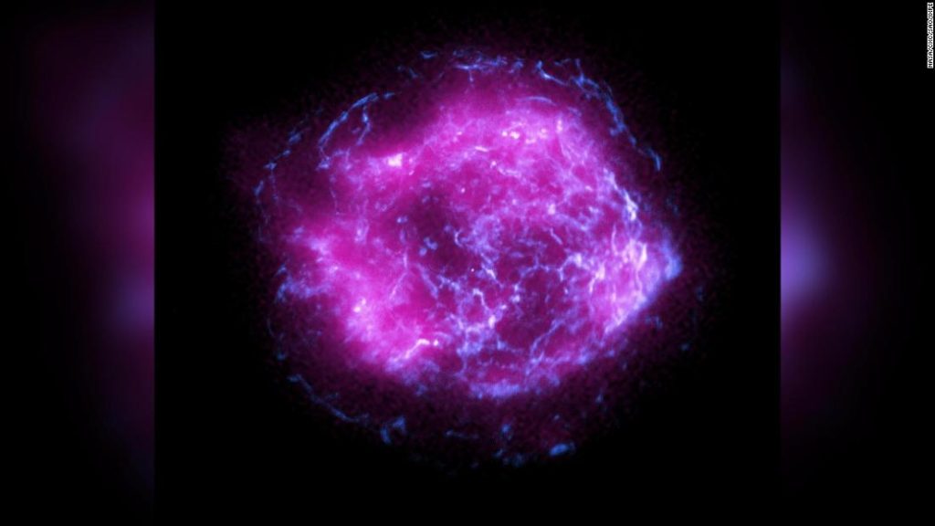 Glowing clouds surround an exploding star in the stunning first image of a NASA mission