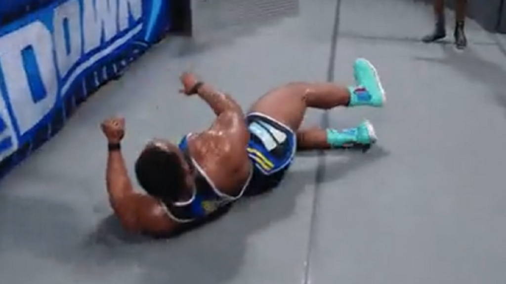 Big E suffers a broken neck after an accidental fall on his head during WWE SmackDown
