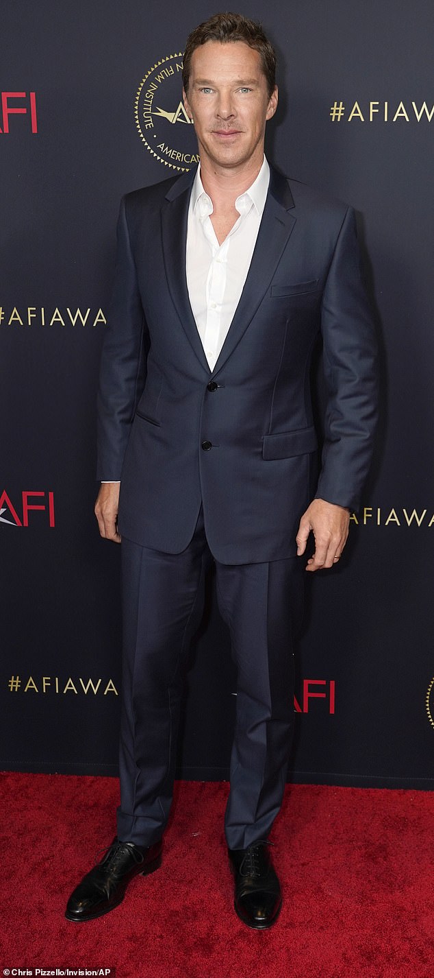 Benedict Cumberbatch arrives at the AFI Awards Luncheon on Friday, March 11, 2022, at the Beverly Wilshire Hotel in Beverly Hills, California
