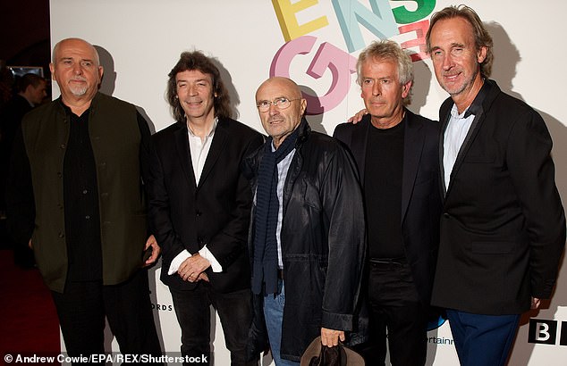 Moment in History: Founding member Peter Gabriel (end left) wasn't part of the reunion shows (pictured with guitarist Steve Hackett in 2014)