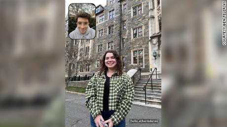 Ben Telerski and Alexandra Henn in a photo from his BeReal app.  The app takes a double photo that shows the user a selfie and what is in front of them.
