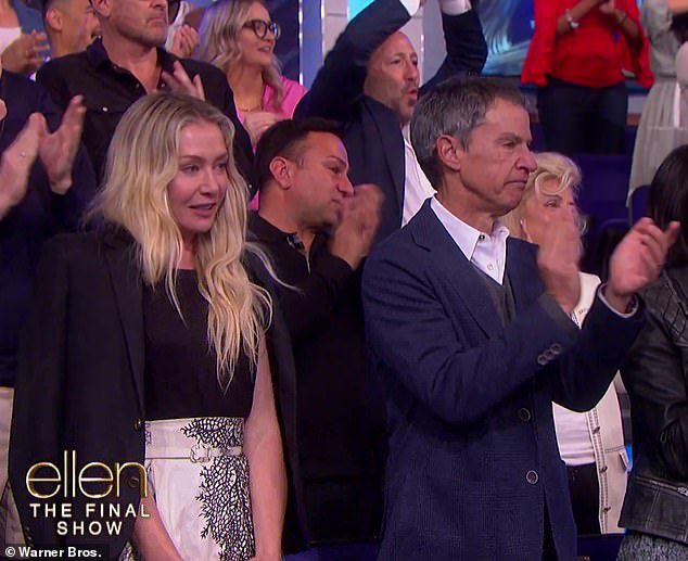 Giving up their gal: wife Elaine Portia de Rossi and brother Vance DeGeneres can be seen sitting in the front row for the final show
