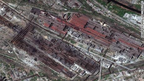 A satellite image shows an overview of the Azovstal Steel Plant, Ukraine's last military stronghold that also serves as a civilian shelter, in Mariupol, Ukraine, on April 29.