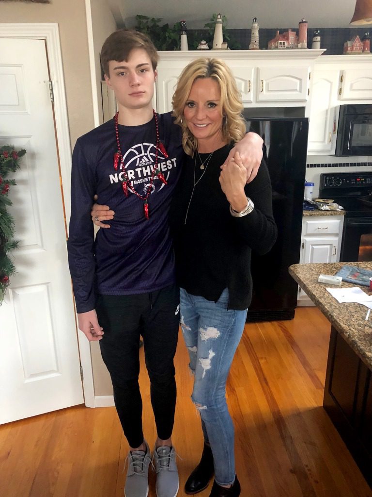 Lisa Brown with her son Christian at Christmas 2018.