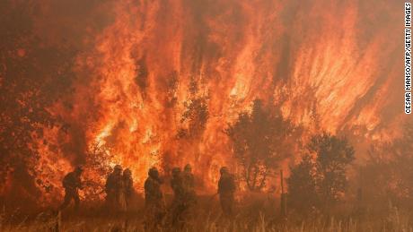 Spain's heat wave is set to end on Monday, but firefighters are still grappling with wildfires in northern regions including Pomarego de Terra near Zamora.