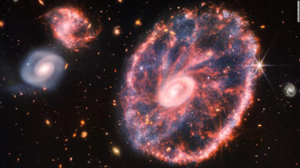 Webb Telescope Image Revealing the Cartwell Wheel Galaxy