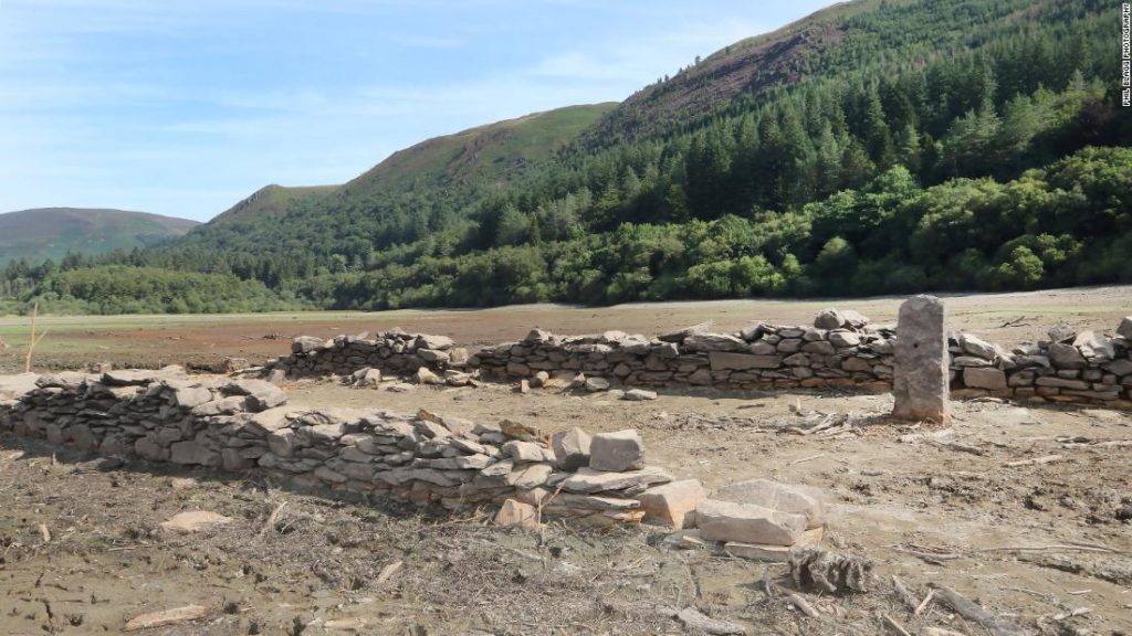 Drought reveals a Welsh village submerged in a 19th century reservoir