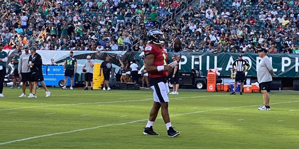 Eagles Training Camp 2022, Day 8: Galen Hurts, A.J.  Brown performed at Link