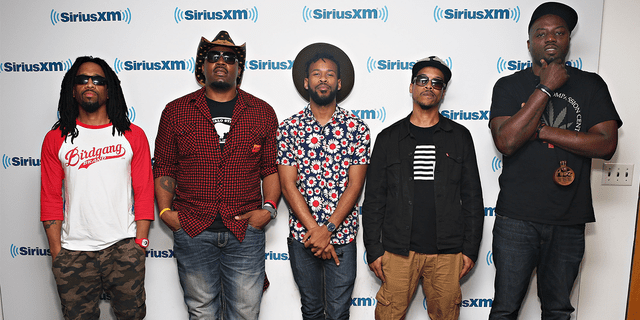 From left, Skinny DeVille, B. Stille, Ron Clutch, and Fish Scales of Nappy Roots visit the SiriusXM studio in New York City on May 23, 2016.