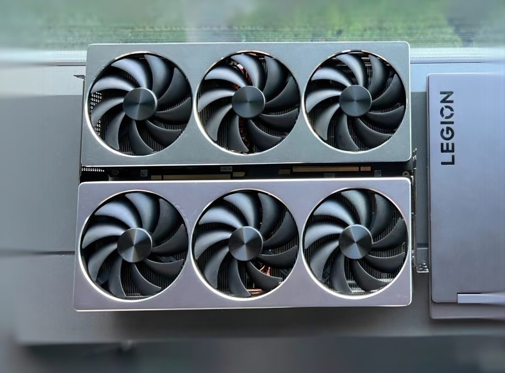 Lenovo GeForce RTX 4090 GPU filmed over, measures 36cm tall