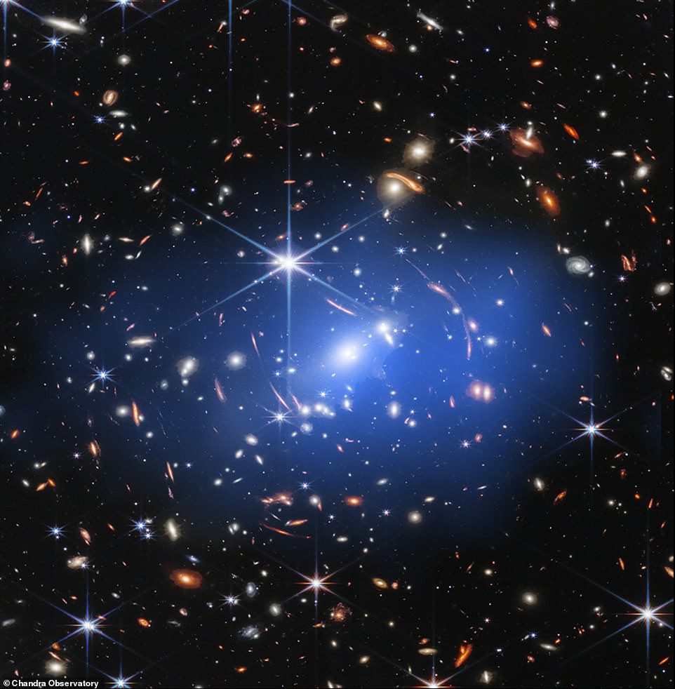 Web data shows the galaxy cluster SMACS J0723, located about 4.2 billion light-years away, and containing hundreds of individual galaxies.