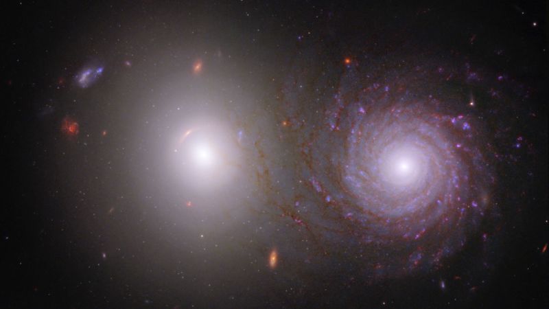 A pair of galaxies shine in a new image from Webb, the Hubble Telescopes