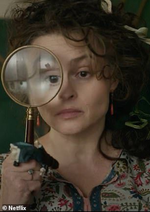 Stars: Enola also hides in a basement alongside her mother Eudoria (Helena Bonham Carter - pictured) in another scene
