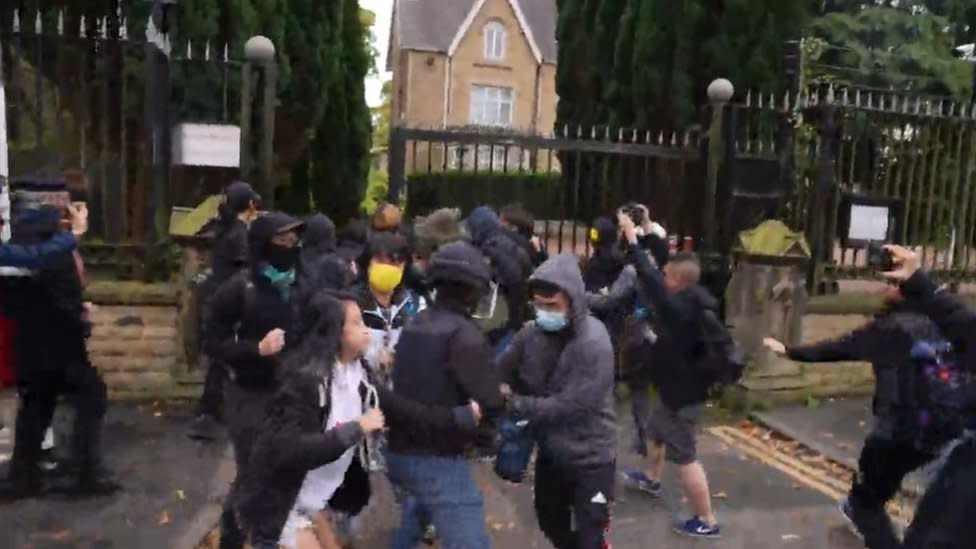 A Hong Kong protester stormed the grounds of the Chinese Consulate in Manchester and was beaten