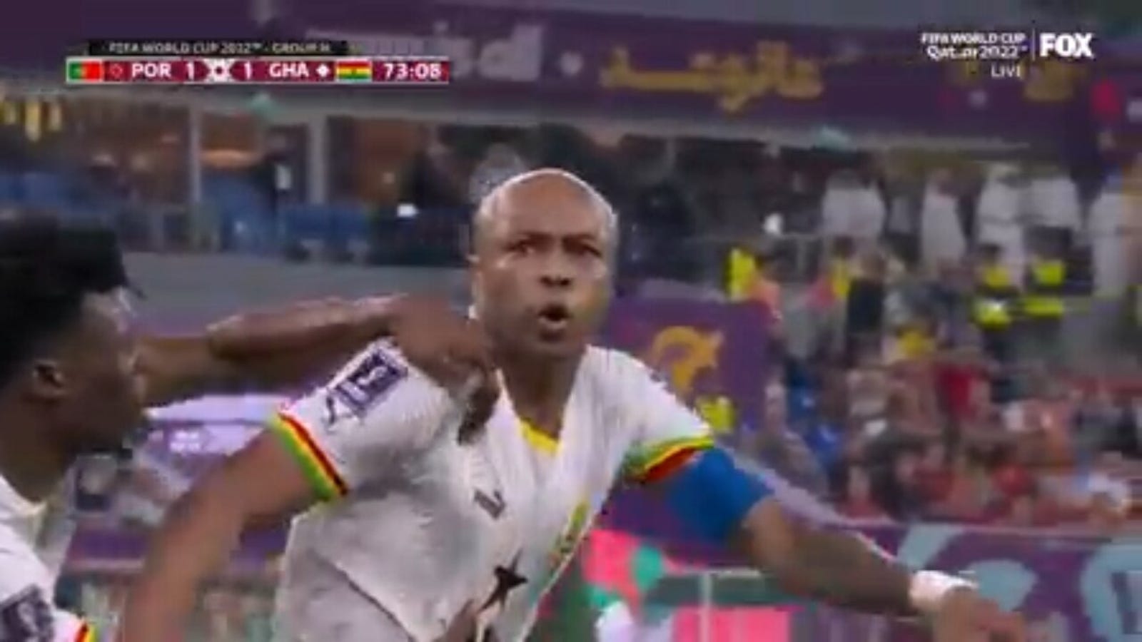 Ghanaian Andre Ayew scores the goal against Portugal in the 73rd minute