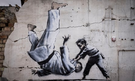 Work believed to be Banksy in Borodianka.