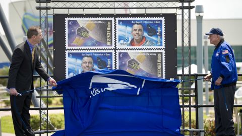 Shepard is commemorated as one of two USPS stamps issued in 2011 celebrating Project Mercury and the MESSENGER Mission, respectively.