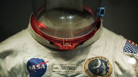 Shepard's EVA suit is on display at the Kennedy Space Center Visitor Complex in Cape Canaveral, Florida.
