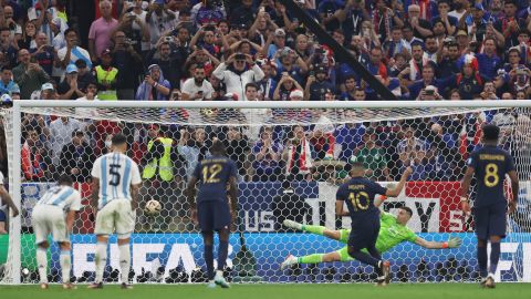 Mbappe scores France's third goal against Argentina in the World Cup final.